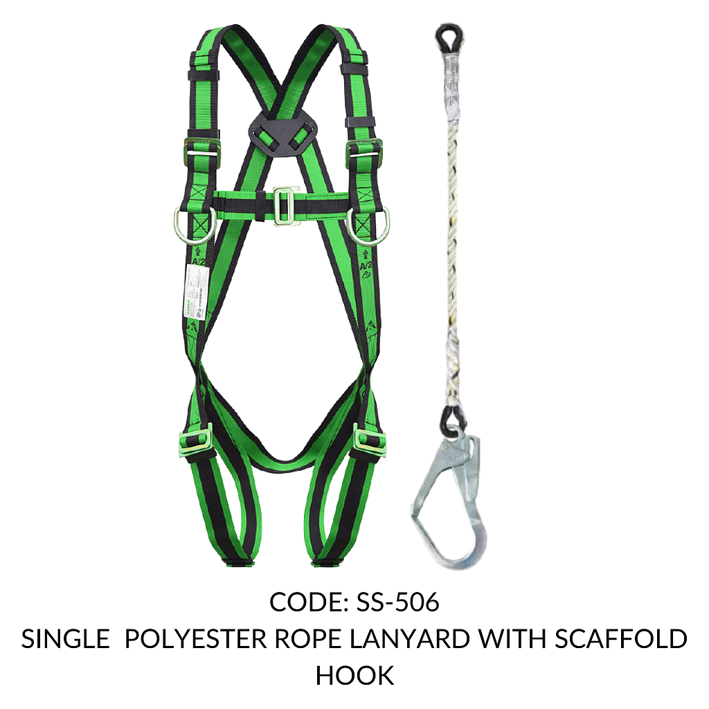FULL BODY HARNESS LADDER/TOWER CLIMBING CLASS L-D RING -1.8M SINGLE POLY ROPE LANYARD,SCAFFOLD HOOK
