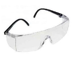 POLYCARBONATE FRAME LESS SPECTACLE WITH SQUARE EDGES AND SIDE PROTECTION,HARD COATED LENS FOR ANTISCRATCH, SMOKE LENS / BLACK COLOURED ADJUSTABLE TEMPLES