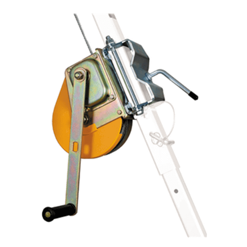 WINCH WITH 25M STEEL ROPE OF 6MM DIA WITH HANDLE AND BRACKET TO BE FITTED ON TRIPOD LEG