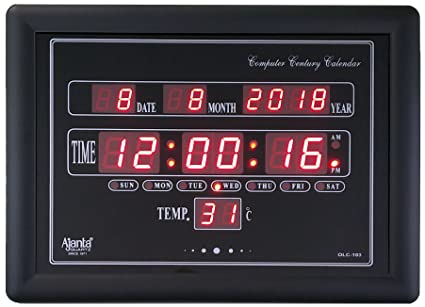 DIGITAL WALL CLOCK (39.8 cm x 29.8 cm x 3.2 cm, Black)