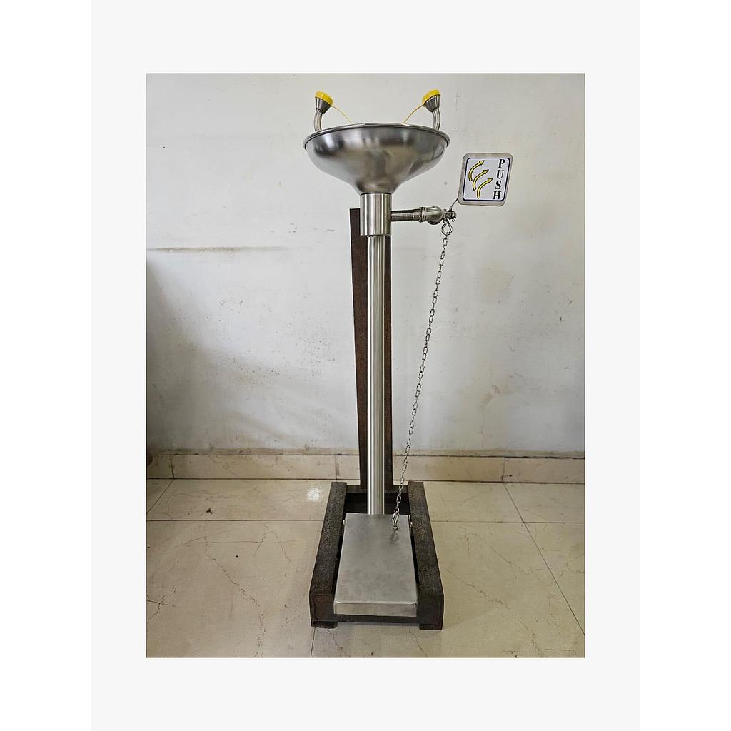SS Eyewash Shower Unit Complete With Bowl, Hand and Foot Operated Peddle and Stand