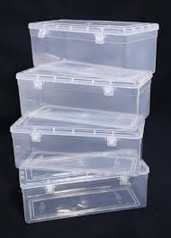 PLASTIC TRANSPARENT CONTAINER BOXES 23x15x5.9cm (Pack of 4)