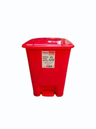 PLASTIC PEDAL WASTE DUSTBIN WITH WHEELS 65 LTRS - RED